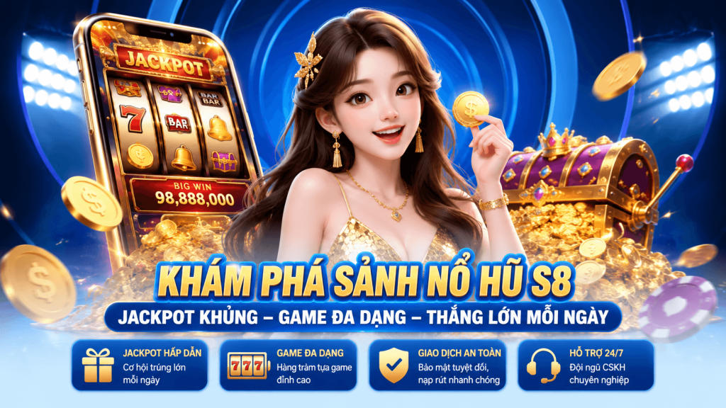 KHÁM PHÁ SẢNH NỔ HŨ S8,JACKPOT KHỦNG – GAME ĐA DẠNG – THẮNG LỚN MỖI NGÀY