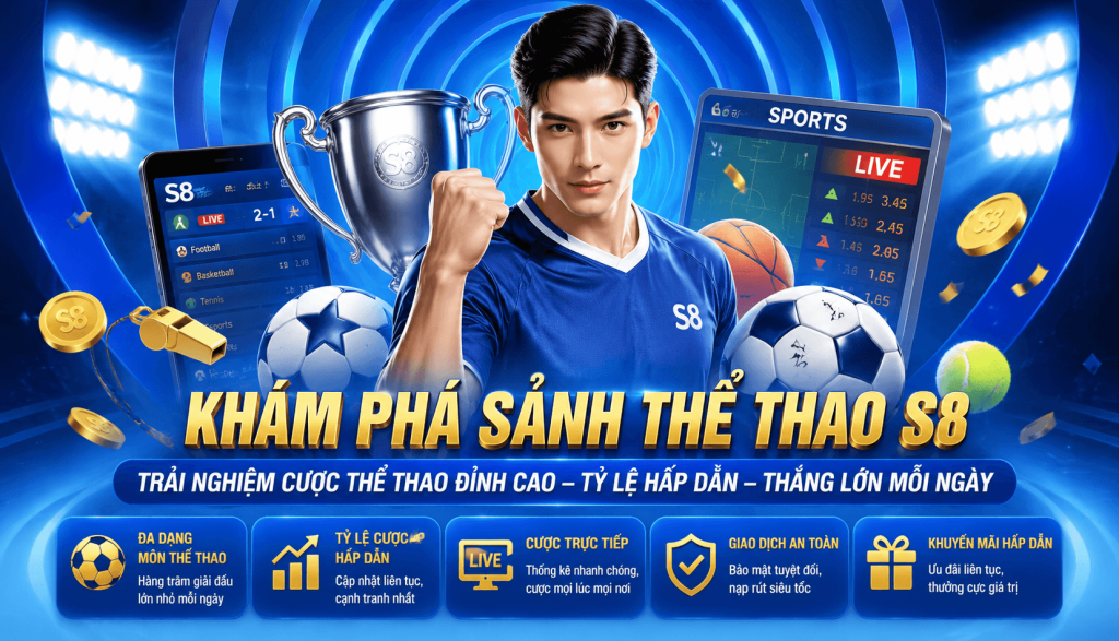 KHÁM PHÁ SẢNH THỂ THAO S8,TRẢI NGHIỆM CƯỢC THỂ THAO ĐỈNH CAO – TỶ LỆ HẤP DẪN – THẮNG LỚN MỖI NGÀY